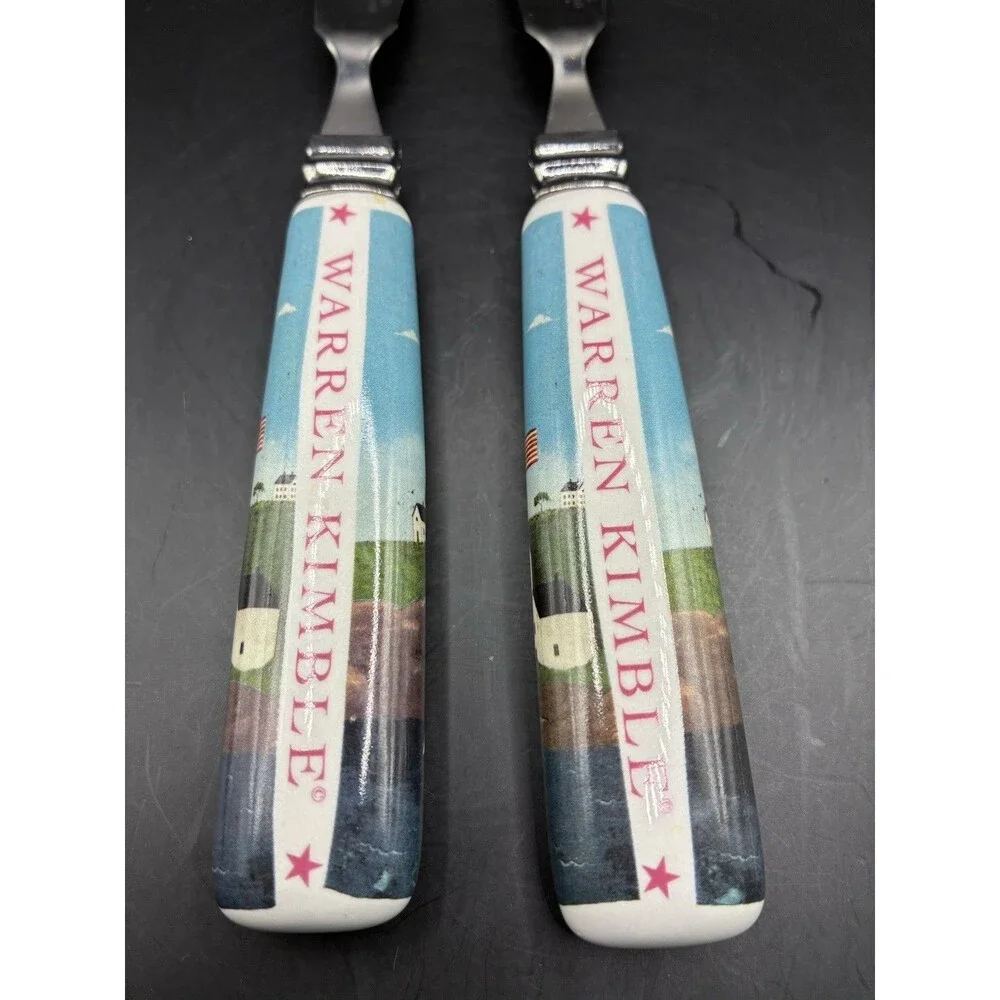 Lighthouse/Sailboat Ceramic Spreader Knives by Warren Kimble Coastal Breeze 2